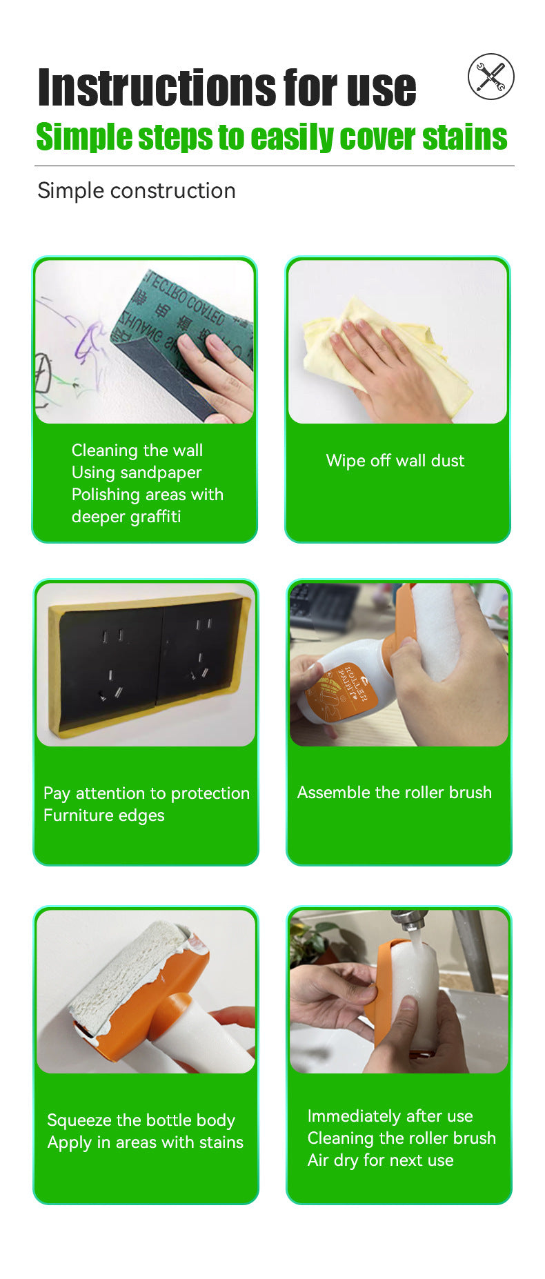 Large Roller Paint for Walls Water-Based Odorless Household White Wall Graffiti Stain Color Change Covering Latex Paint - 图片 17