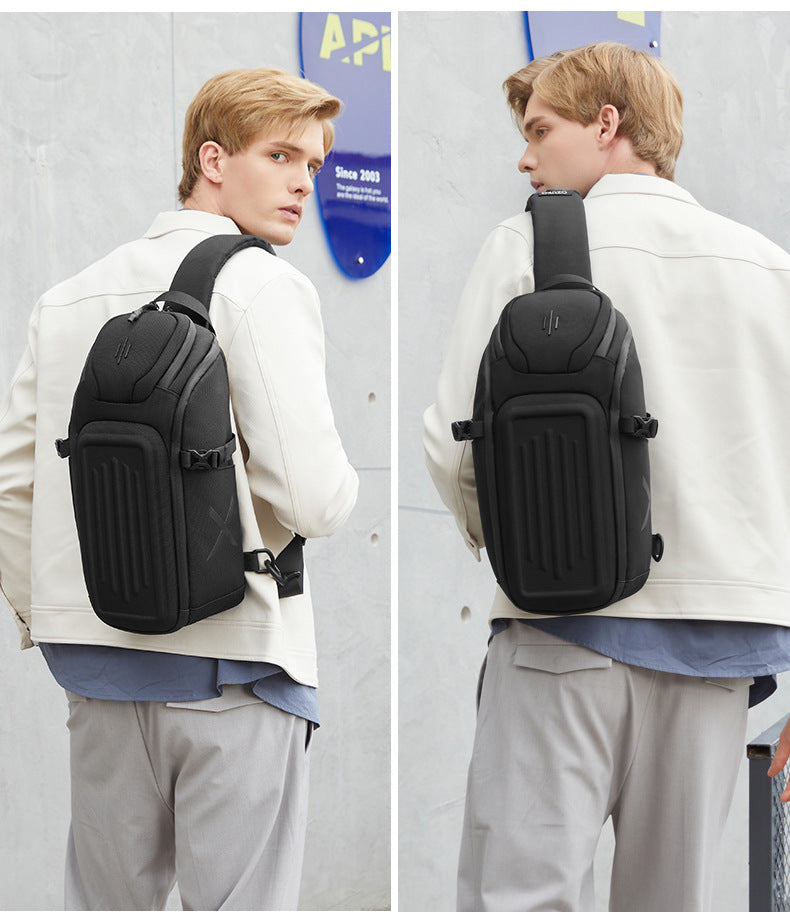 OZUKO Men's Chest Bag Waterproof Crossbody Bag Business Simple Crossbody Bag Trendy Commuter Small Backpack High-End Feel - 图片 19