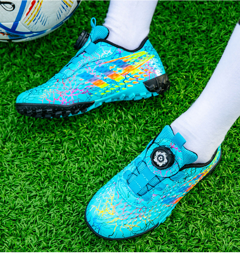 New style soccer shoes for men, women, and children with rotating buckle TF Broken Nail Style Youth Student Grassland Competition Training Shoes - 图片 31