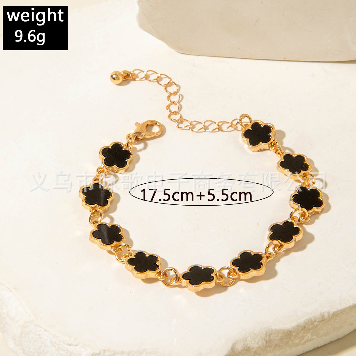 European and American Fashion Alloy Inlaid Diamond Five-Leaf Clover Bracelet Jewelry Three-Piece Set Simple Geometric Smooth Bracelet Wholesale - 图片 31
