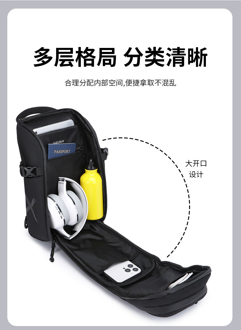 OZUKO Men's Chest Bag Waterproof Crossbody Bag Business Simple Crossbody Bag Trendy Commuter Small Backpack High-End Feel - 图片 14