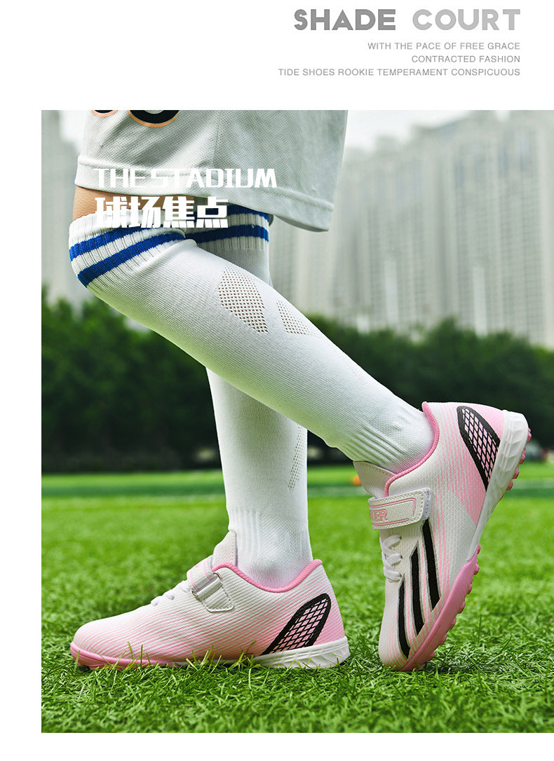 New football shoes for men and women with Velcro for children TF Broken Nail Style Youth Student Grassland Flat Training Shoes - 图片 32