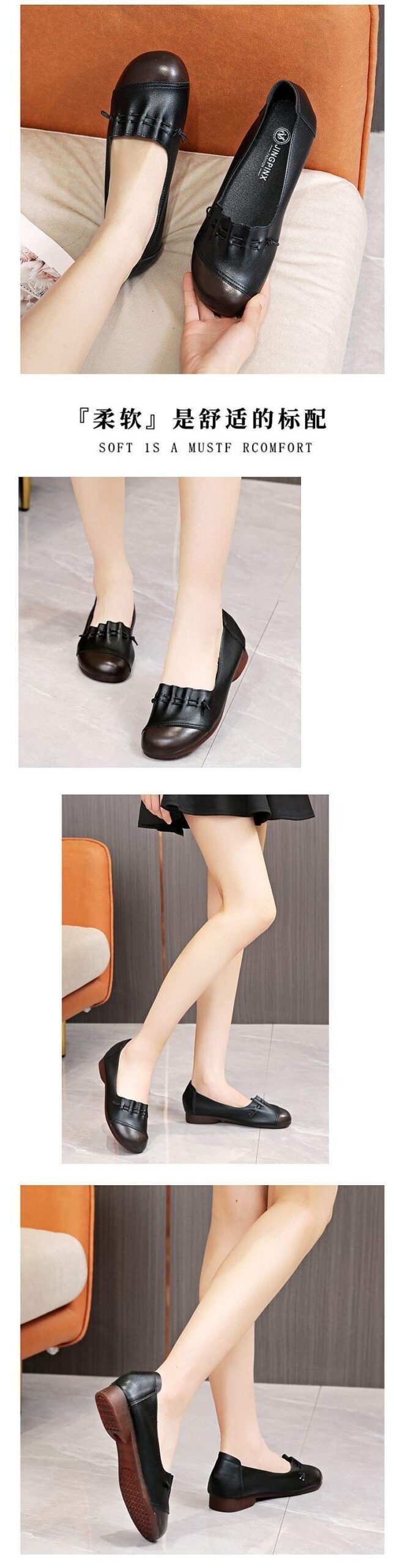 Soft Bottom2025New Spring and Summer Women's Casual Leather Shoes Flat Bottom Middle-aged and Elderly ladieswear Shoes Non-slip Women's Shoes - 图片 14