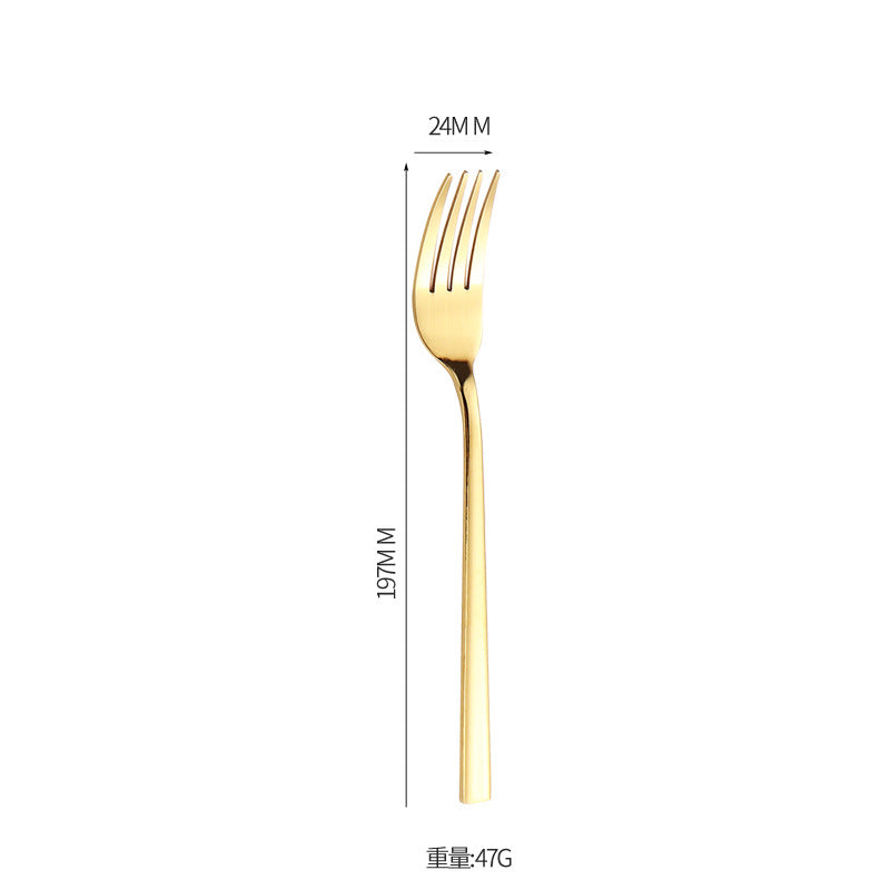 410Stainless Steel Tableware Hotel Restaurant Thickened Square Handle Knife Fork Spoon Set Western Food24Set of Steak Knives and Forks - 图片 11