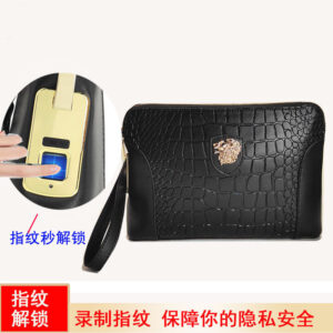 Beginner Handbag Men's Genuine Leather Handheld Smart Fingerprint Unlock Bag Business Large Capacity Clutch Bag