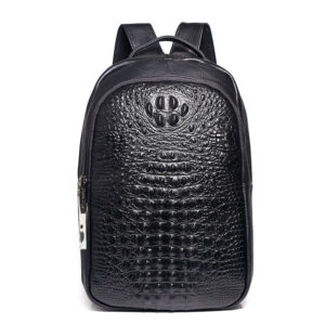 Fingerprint Unlock Men's Bag Genuine Leather Backpack Crocodile Top Layer Cowhide Business Travel Laptop Business Trip