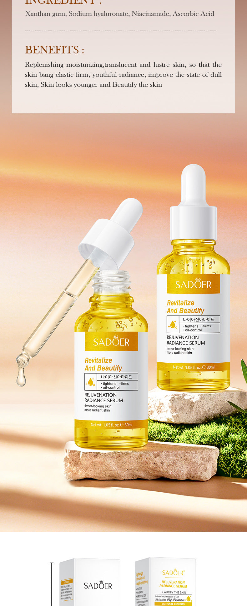 Skin Rejuvenation and Brightening Serum SADOER Moisturizing and Hydrating Essence Gel Cross-Border Wholesale - 图片 18