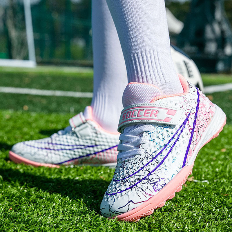 New Football Shoes for Men and Women, Children's Low-top Anti-collision Spike Magic Tape No-tie Grass Training Sports Shoes - 图片 3