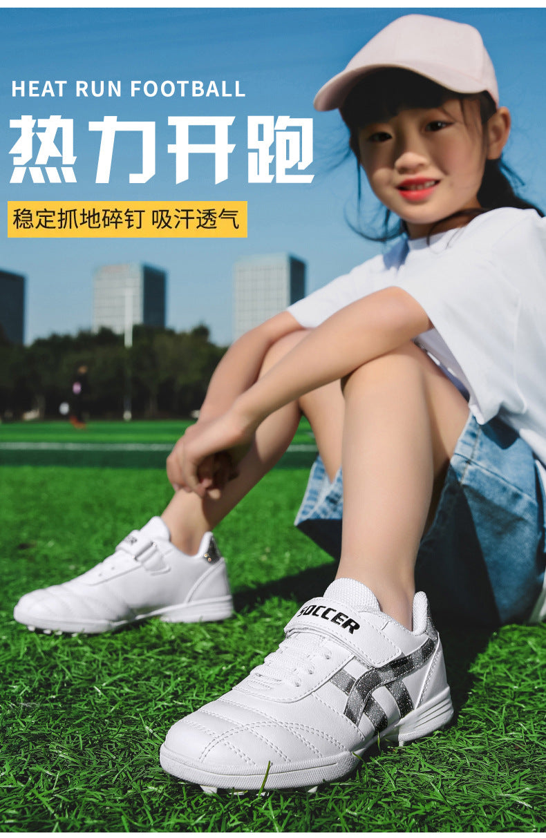 New football shoes for men and women with Velcro for children TF Broken Nail Style Youth Student Grassland Flat Training Shoes - 图片 11