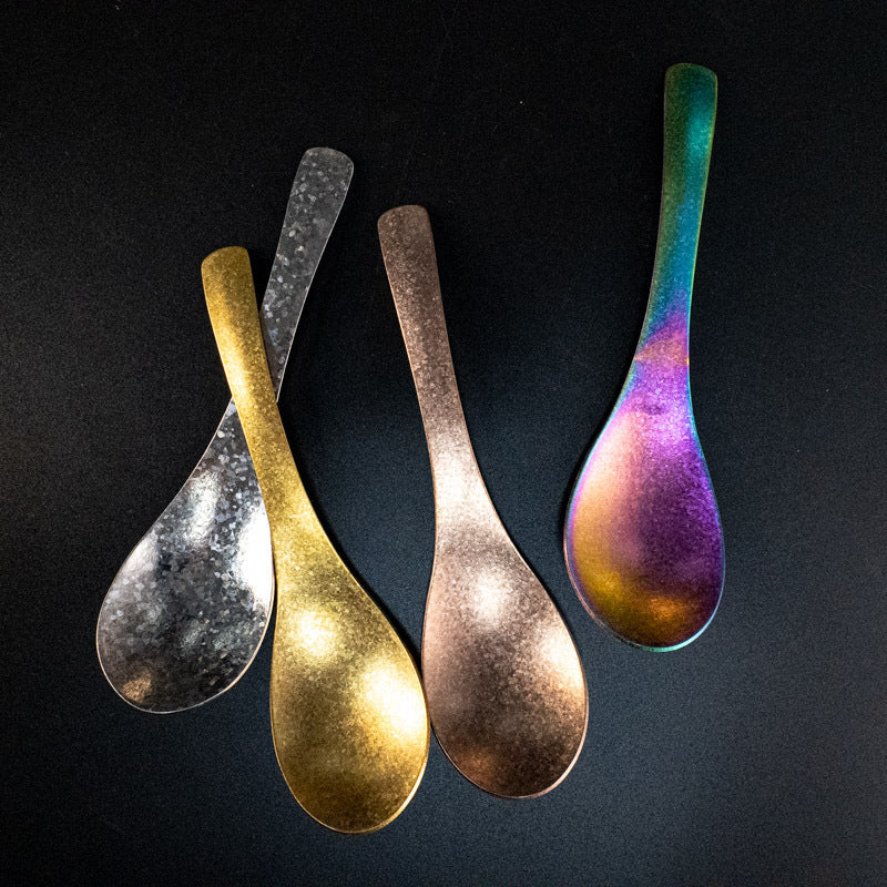 Pure Titanium Spoon Household Uncoated Ice Flower Craft Outdoor Pure Titanium Soup Spoon Hot Pot Wide Spoon High Temperature Coloring Titanium Soup Spoon - 图片 18