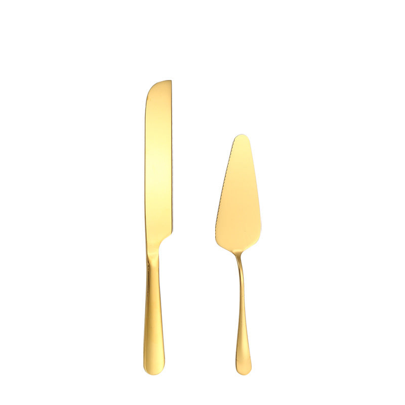 Stainless Steel Cake Knife and Spatula Set for Home Use gold Bread Knife and Spatula Restaurant Pizza Dessert Spatula Baking Utensils - 图片 5