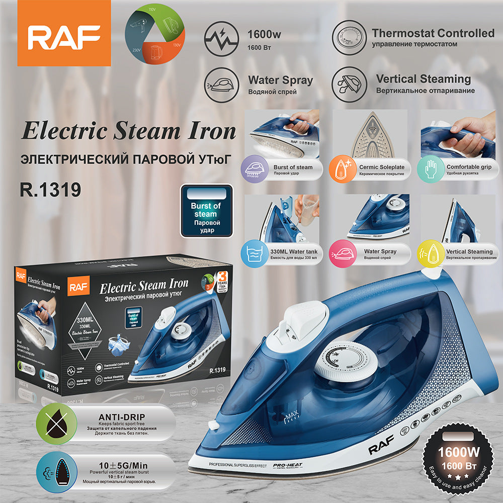 European Standard Household Portable Handheld Steam Electric Iron Household Super High Power1400W Ceramic Soleplate Ironing Clothes