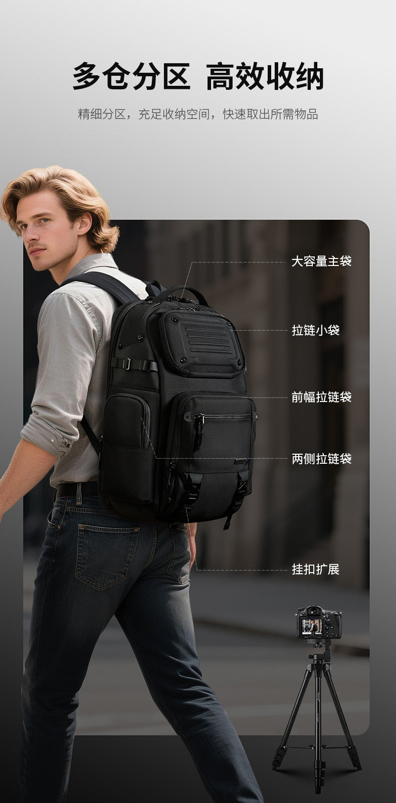 ozuko Business Backpack Men's Large Capacity Waterproof Computer Bag15.6Men's Commuter Backpack with High-End Feel - 图片 9