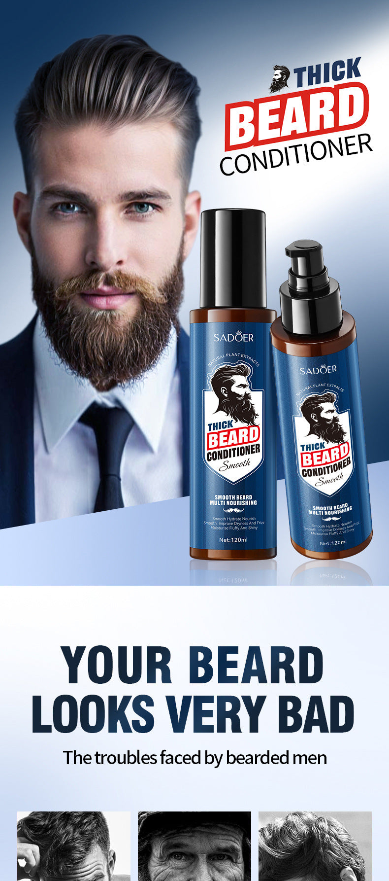 Beard Care Solution SADOER Men's Beard Moisturizing Conditioner Cross-Border Wholesale - 图片 7