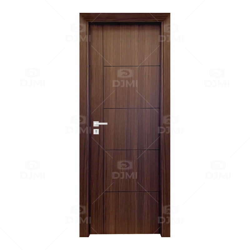 European Luxury Apartment Wooden Room Interior Doors Flush Series Wood Veneer MDF Wooden Door - 图片 4