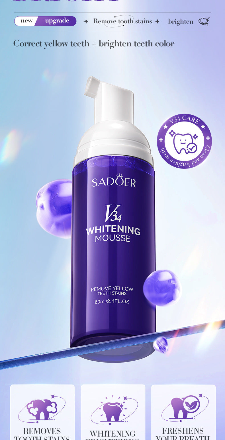 V34Whitening Foam Toothpaste SADOER Clean Teeth Clean Mousse Cross-Border Foreign Trade Wholesale - 图片 9