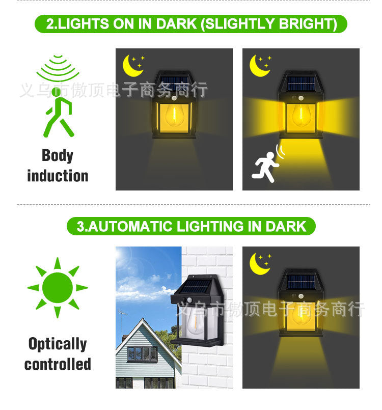 New Solar Light Outdoor Human Body Sensor Light Waterproof Street Light Tungsten Wall Light Garden Courtyard Night Light - 图片 14
