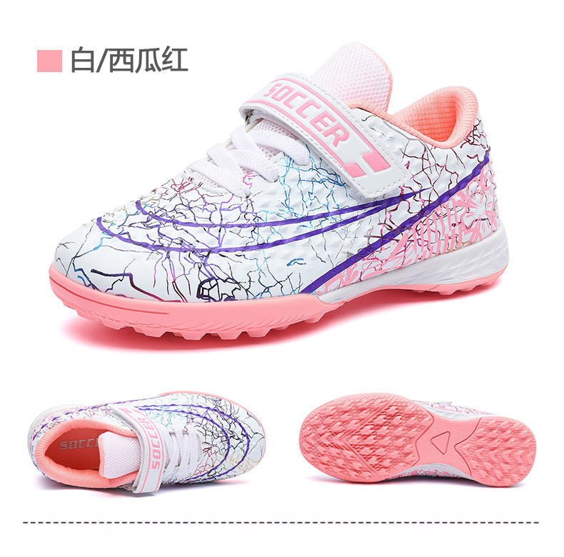 New Football Shoes for Men and Women, Children's Low-top Anti-collision Spike Magic Tape No-tie Grass Training Sports Shoes - 图片 35