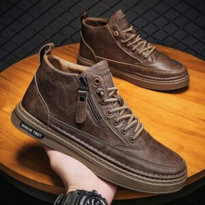 Men's Shoes2025New Spring Fleece-Lined Warm Men's Height-Increasing Casual Leather Shoes Spring Business Work British Style Trendy Shoes