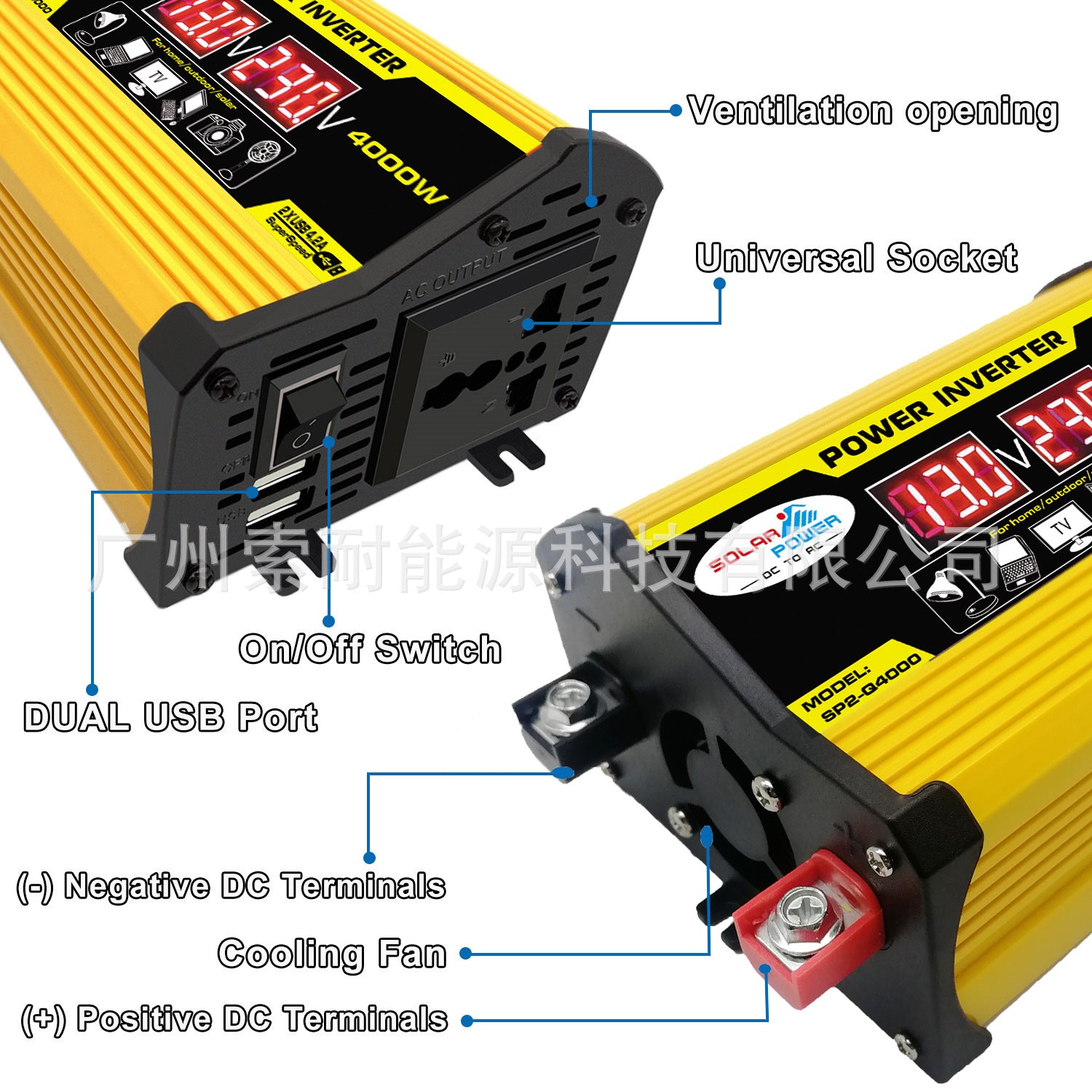 300W Vehicle Inverter12V Turn110V 220V Dual Voltage Display Outlet power inverter - 图片 20