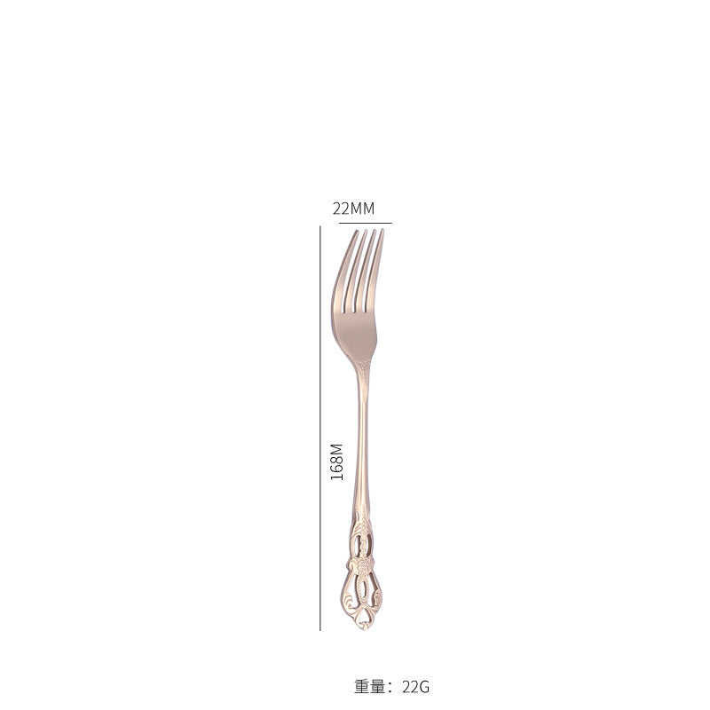 Stainless Steel Cutlery Restaurant Royal Court Knife Fork Spoon Set Hotel Western Cuisine European Retro Relief Steak Knife Fork - 图片 20