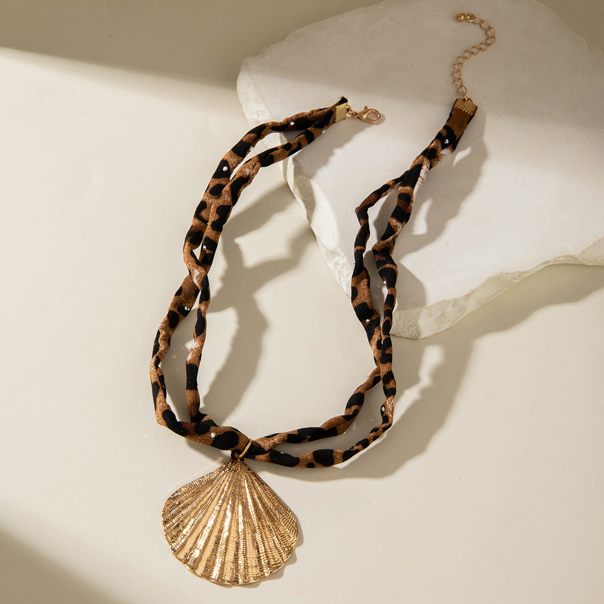 European and American Style Ocean-themed Cross Conch Starfish Pendant Leopard Print Exaggerated Necklace Collarbone Chain Jewelry - 图片 57