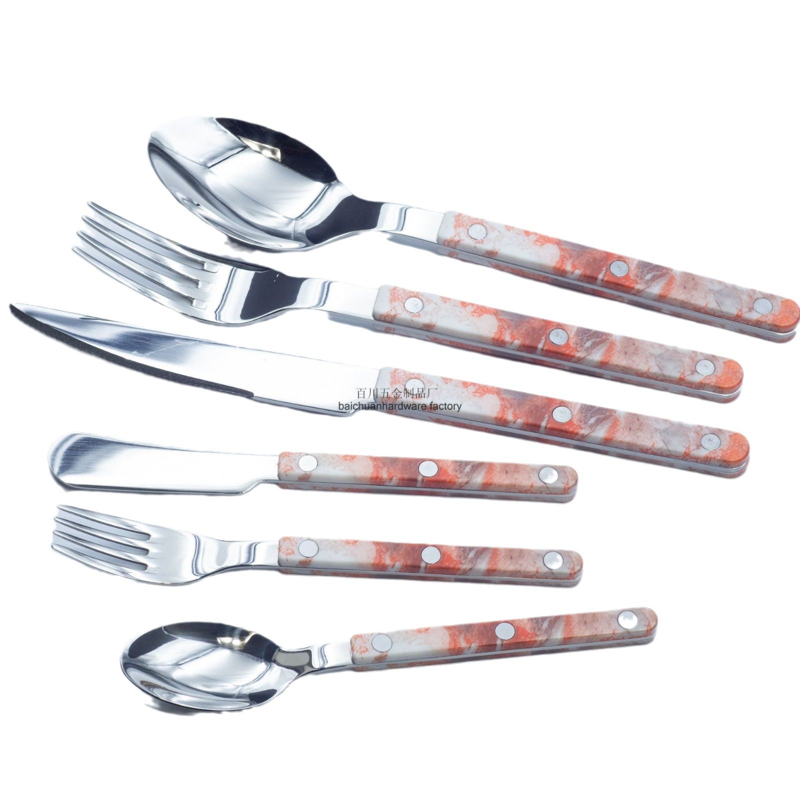 Marble Handle Western Tableware Set ABS Butter Fork Spoon Clip Handle Cheese Knife Dessert Chopsticks Spoon Fork - 图片 5
