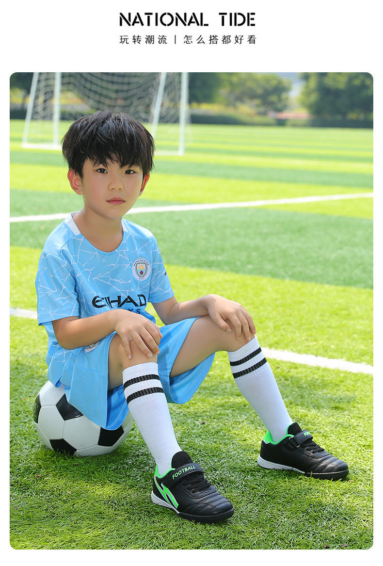 New football shoes for men and women with Velcro for children TF Broken Nail Style Youth Student Grassland Flat Training Shoes - 图片 27