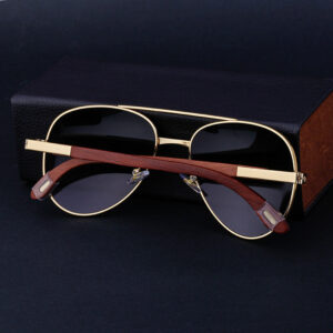 European and American Retro Wooden Leg Aviator Sunglasses for Men Wooden Driving Frog Sunglasses Wholesale