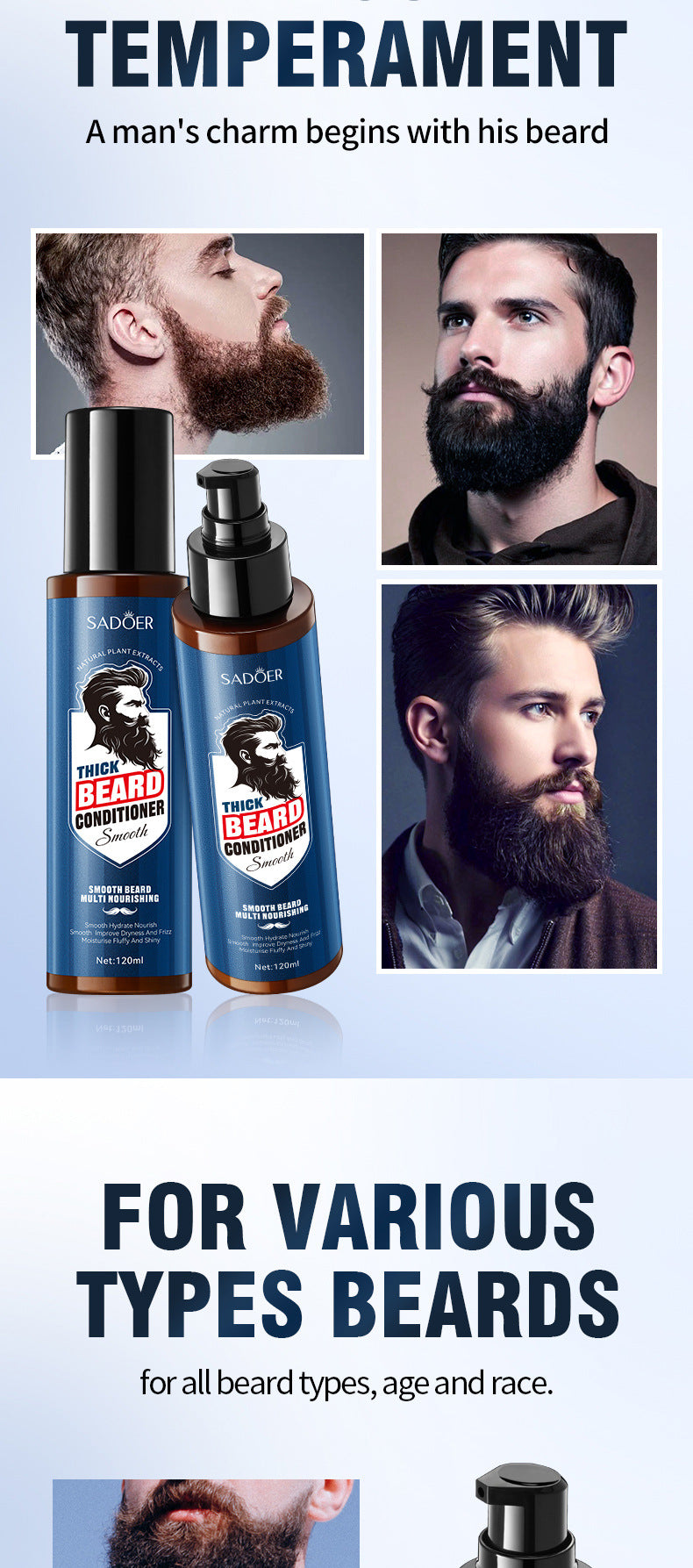 Beard Care Solution SADOER Men's Beard Moisturizing Conditioner Cross-Border Wholesale - 图片 12