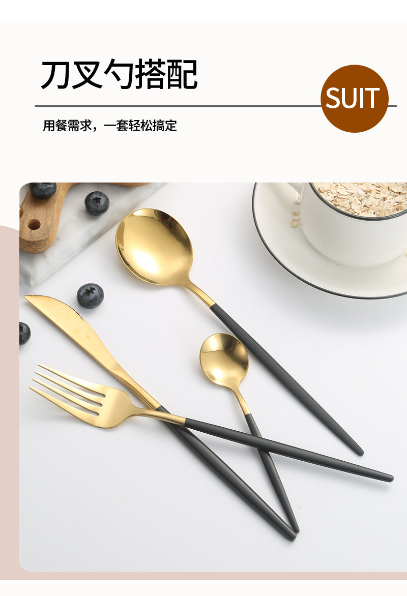 410Stainless Steel Cutlery Western Steak Knife Fork Spoon6People Serving Hotel Restaurant Portugal24Piece Suit - 图片 17