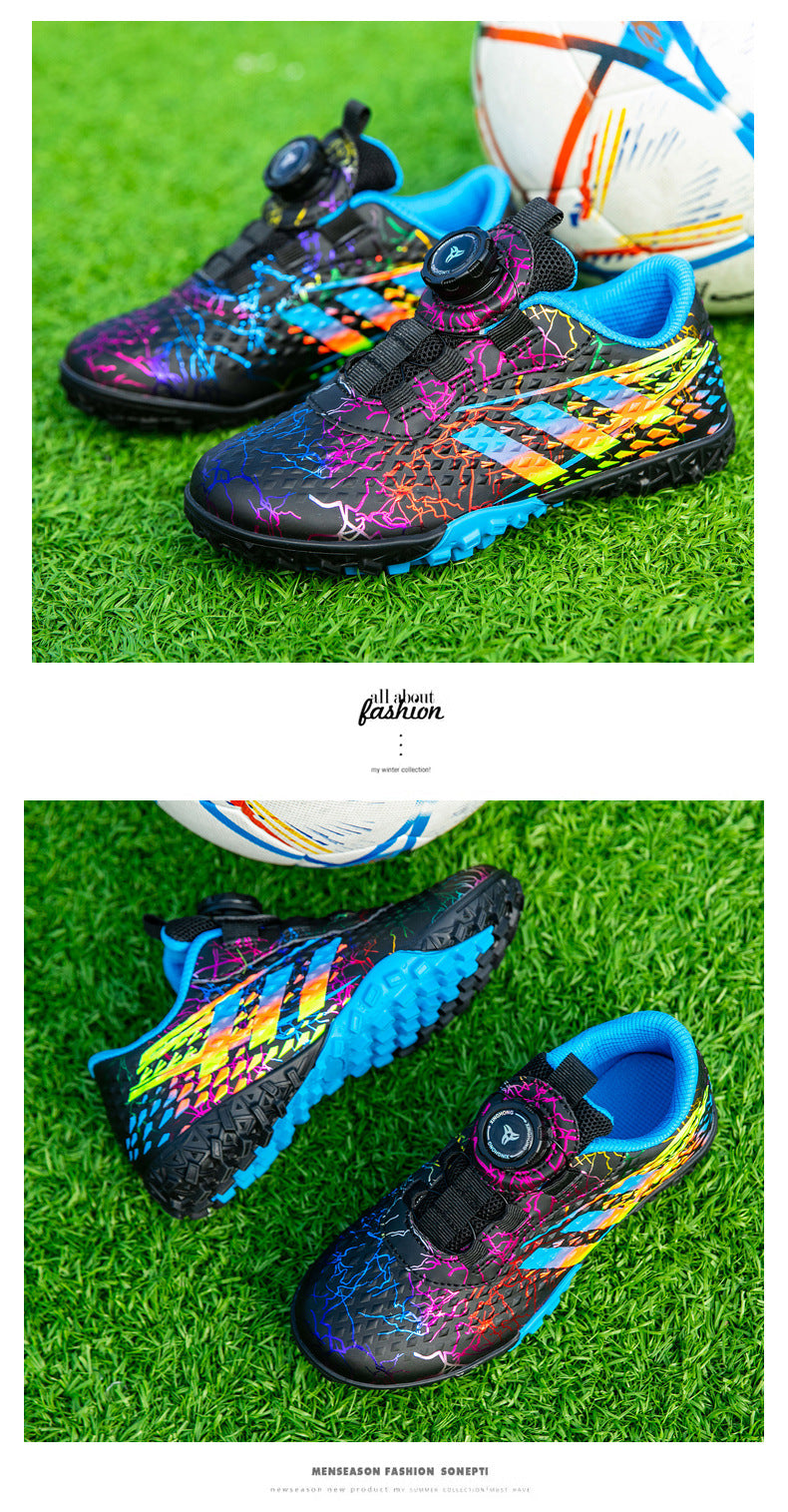 New style soccer shoes for men, women, and children with rotating buckle TF Broken Nail Style Youth Student Grassland Competition Training Shoes - 图片 41