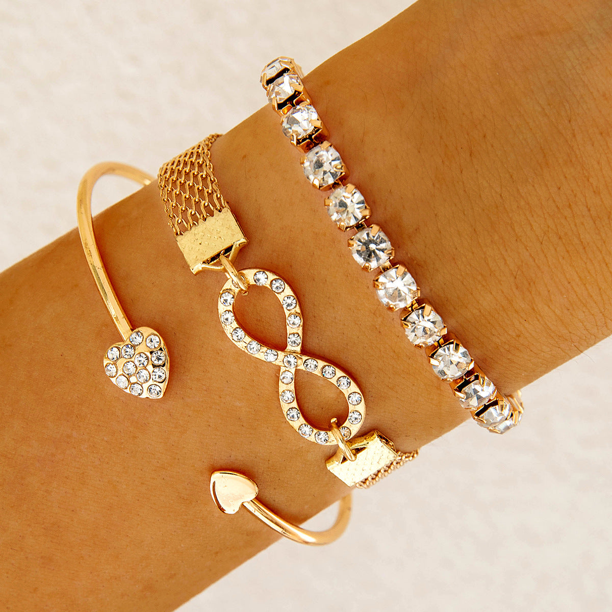 European and American Jewelry High-End Imitation Crystal Butterfly Bracelet Set Fashion Inlaid Diamond Heart Bracelet Wholesale - 图片 52