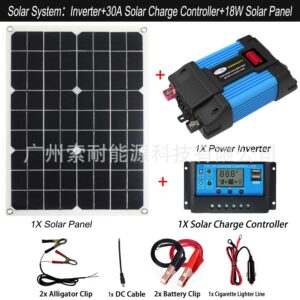 12V Solar Energy Kit System: Inverter 30A Controller 18W Solar Panel Solar System