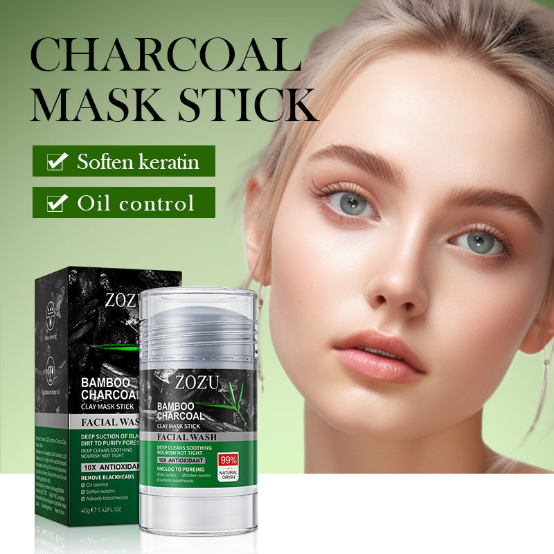 Bamboo Charcoal Solid Mask40g ZOZU Clean pores refreshing portable clay mask stick cross-border wholesale