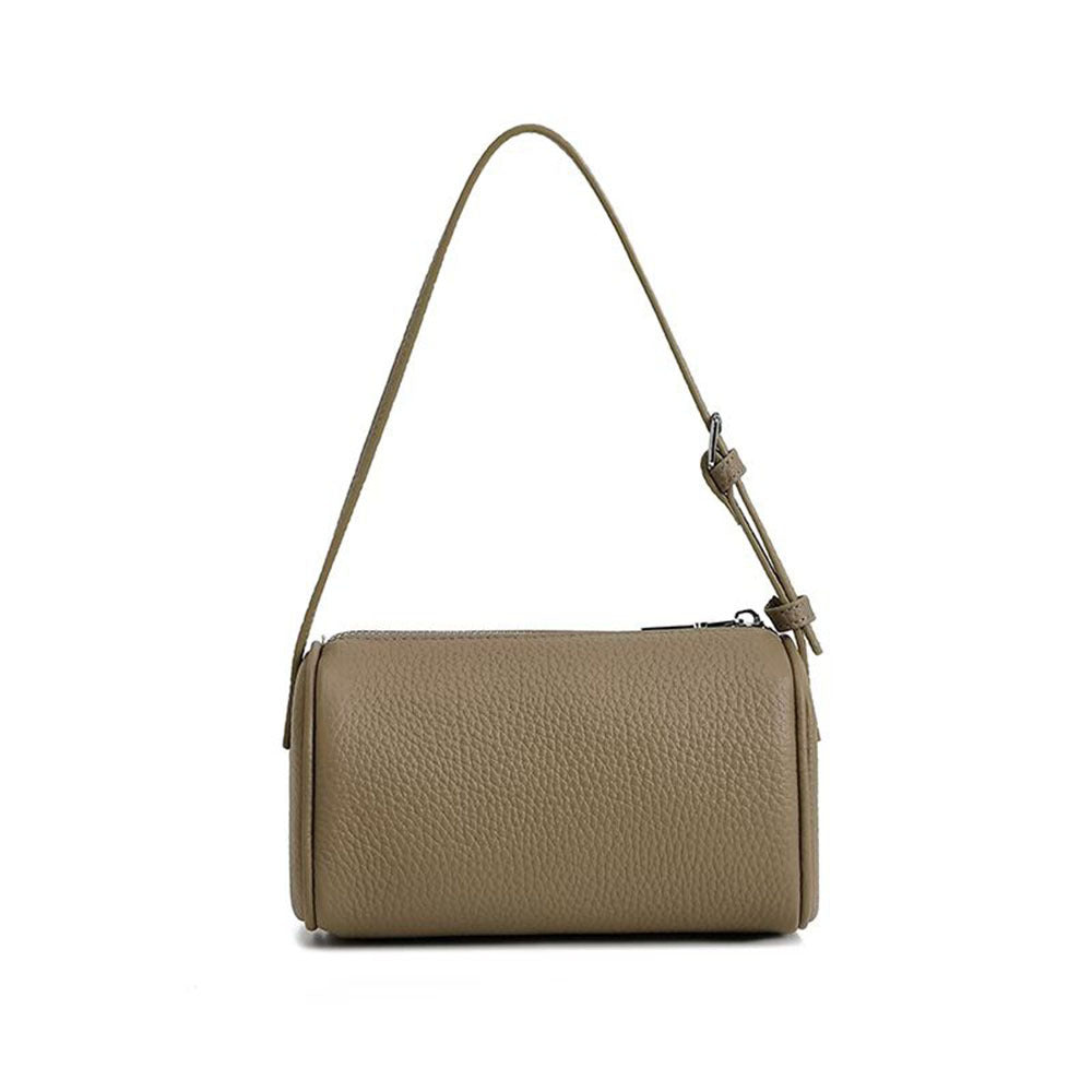 Genuine Leather Women's Bag Round Handbag Top Layer Cowhide Simple Versatile Underarm Shoulder Bag Pillow Crossbody Small Bag - 图片 19