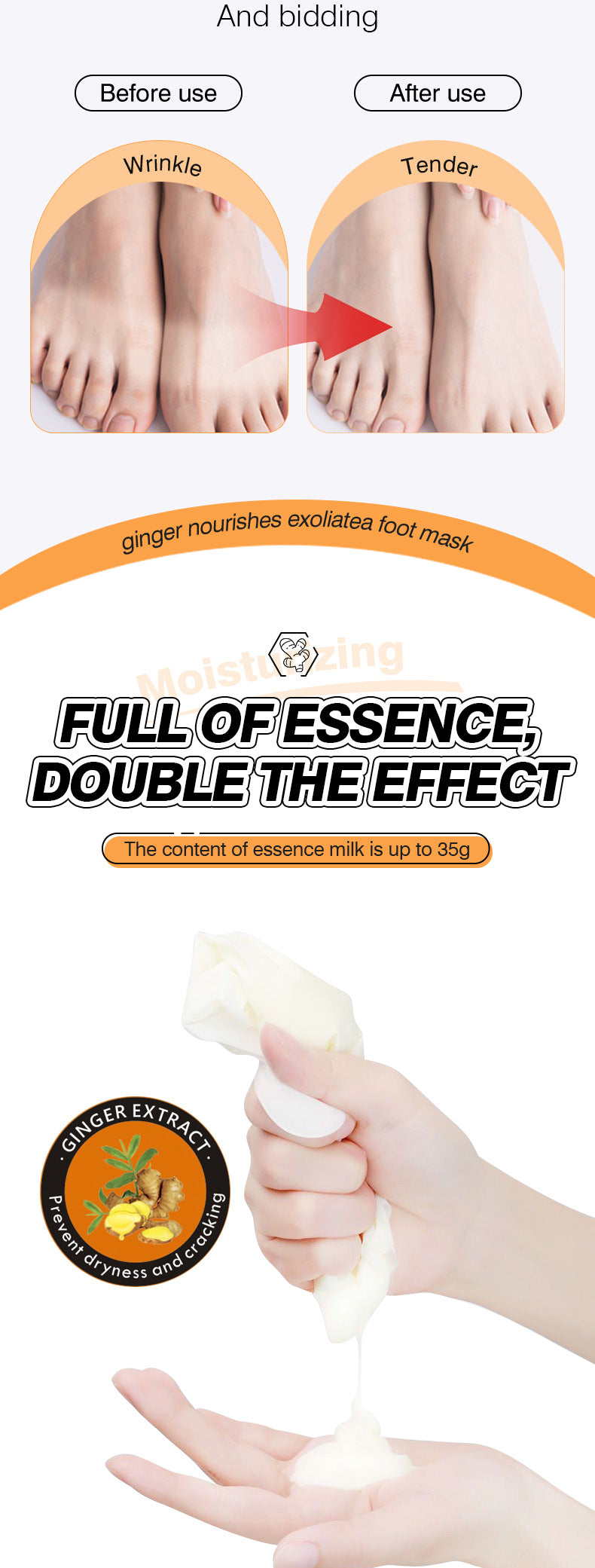 Ginger Foot Mask35g ZOZU Moisturizing, rejuvenating, and nourishing foot mask for cross-border foreign trade wholesale - 图片 14