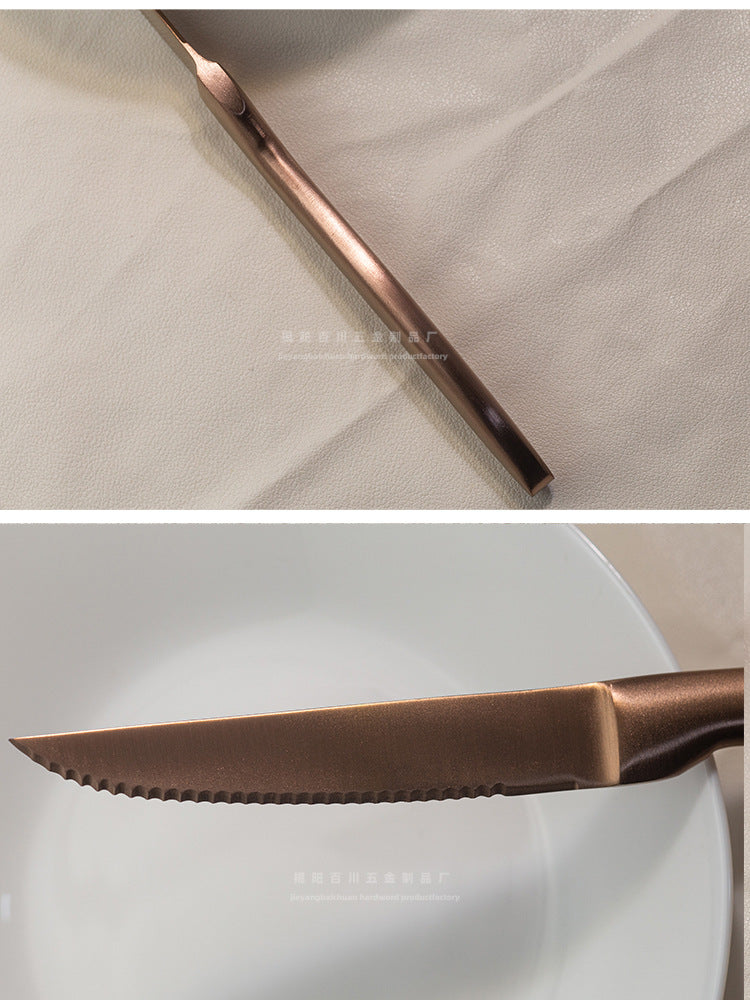 304Stainless Steel Knife Fork Spoon Set Western Tableware Hotel Heavy Sanding Wholesale Steak Knife Tea Spoon Classic Style - 图片 10