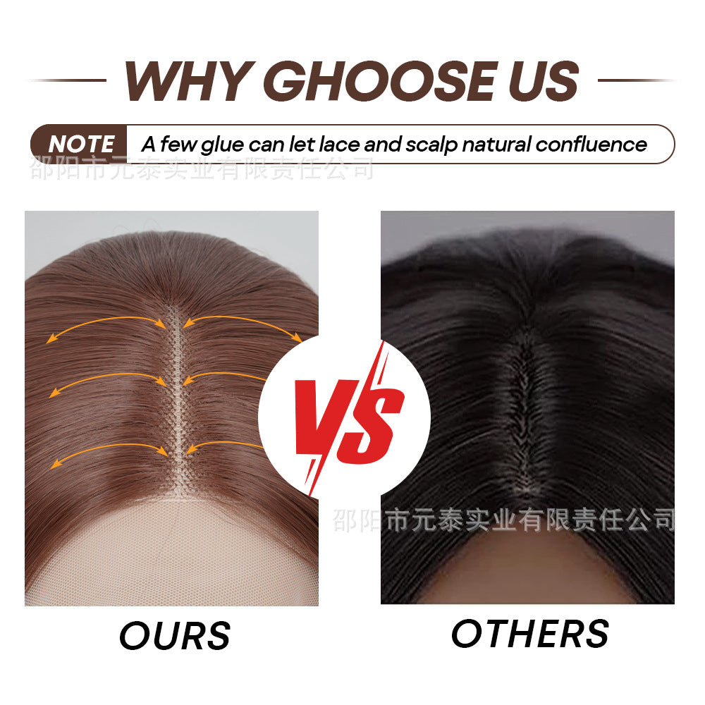 New European and American Style Women's Black Small Middle Part Big Wave Synthetic Long Curly Hair Lace Front Wig Wholesale - 图片 13