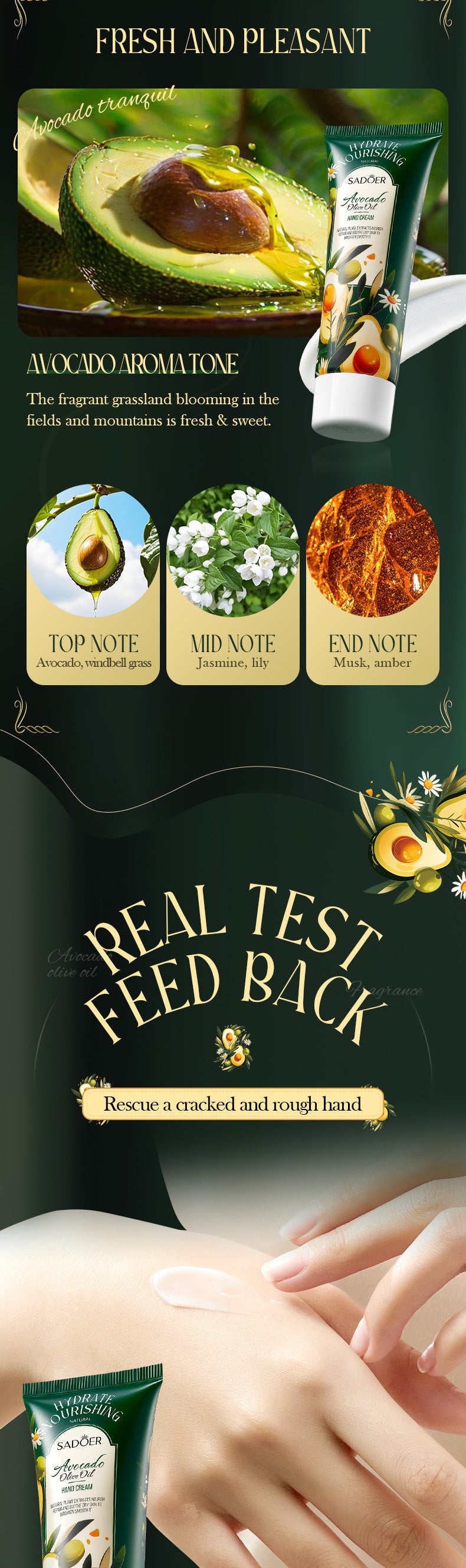 Cross-border Avocado Nourishing Hand Cream80g Olive Oil Hydrating Moisturizing Hand Cream Export Manufacturer Wholesale - 图片 15