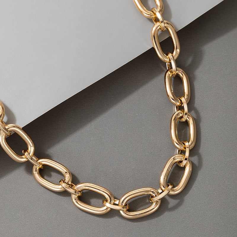 European and American Ornament Fashion Hip-Hop Short Thick Chain Geometric Necklace Metal Exaggerated Necklace - 图片 28