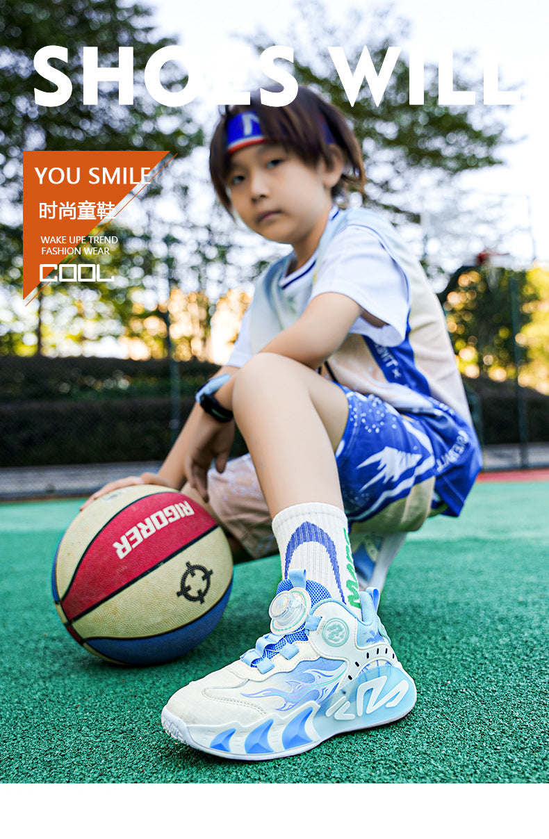 Chinese Style Girls' Shoes2025Autumn New Mesh Breathable Running Sports Shoes Children's Anti-Slip Wear-Resistant Basketball Shoes - 图片 9