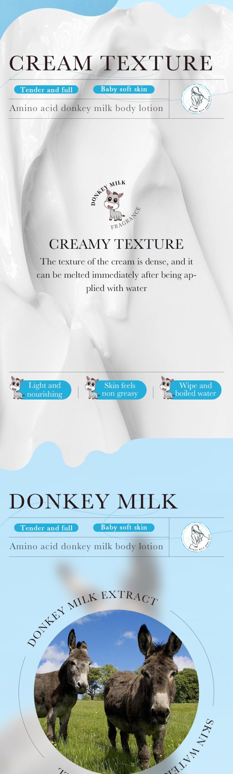 Donkey Milk Body Lotion256gZOZU Amino Acid Moisturizing Refreshing Body Lotion Cross-Border Wholesale - 图片 8