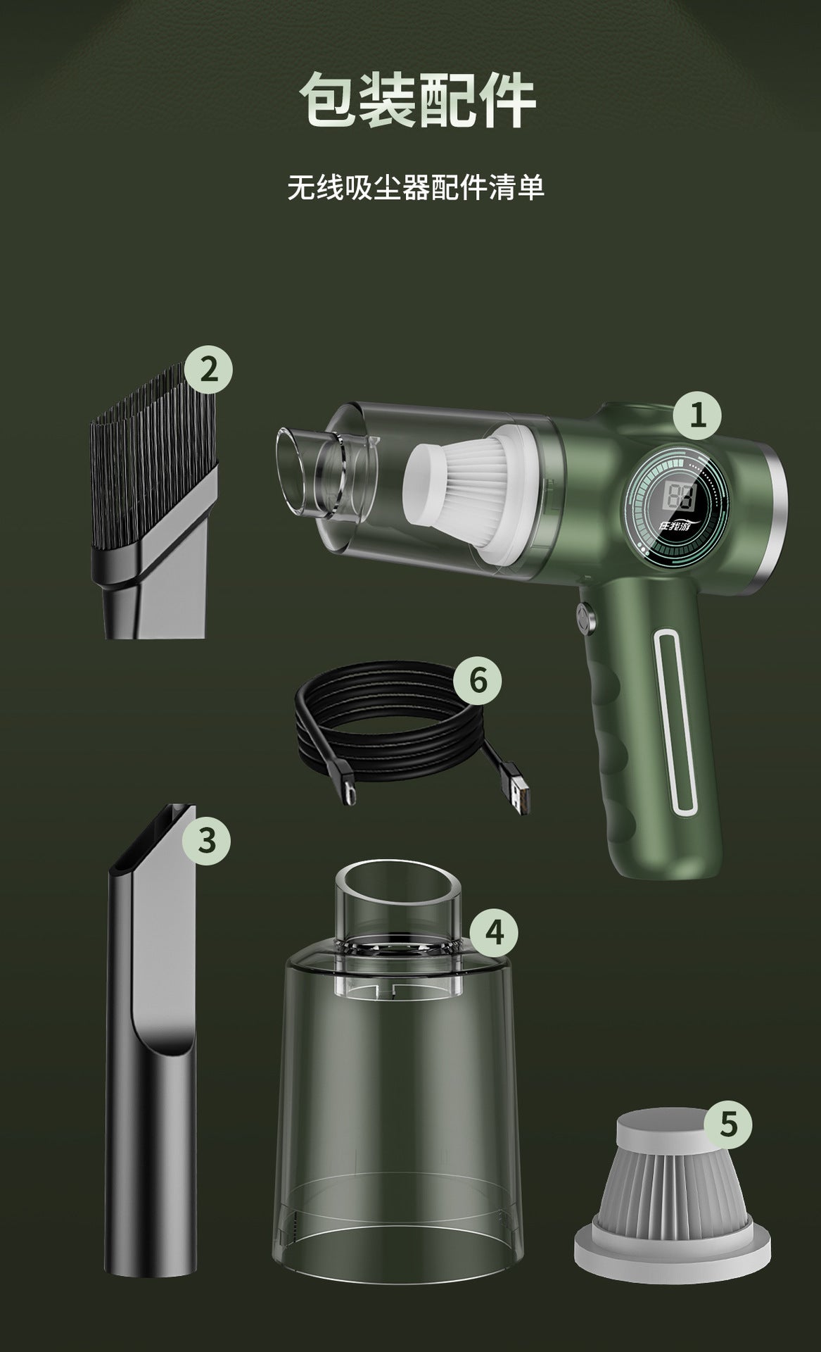 Car Wireless Handheld Vacuum Cleaner Mini Household High Power Wet and Dry Desktop Portable Small Vacuum Cleaner - 图片 26