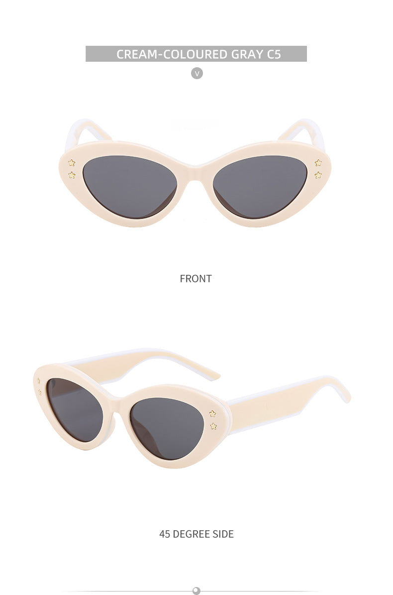 New Wide Mirror Leg Cat Eye Sunglasses for Women, European and American Fashion, High-End Feel Sunglasses sunglasses - 图片 33