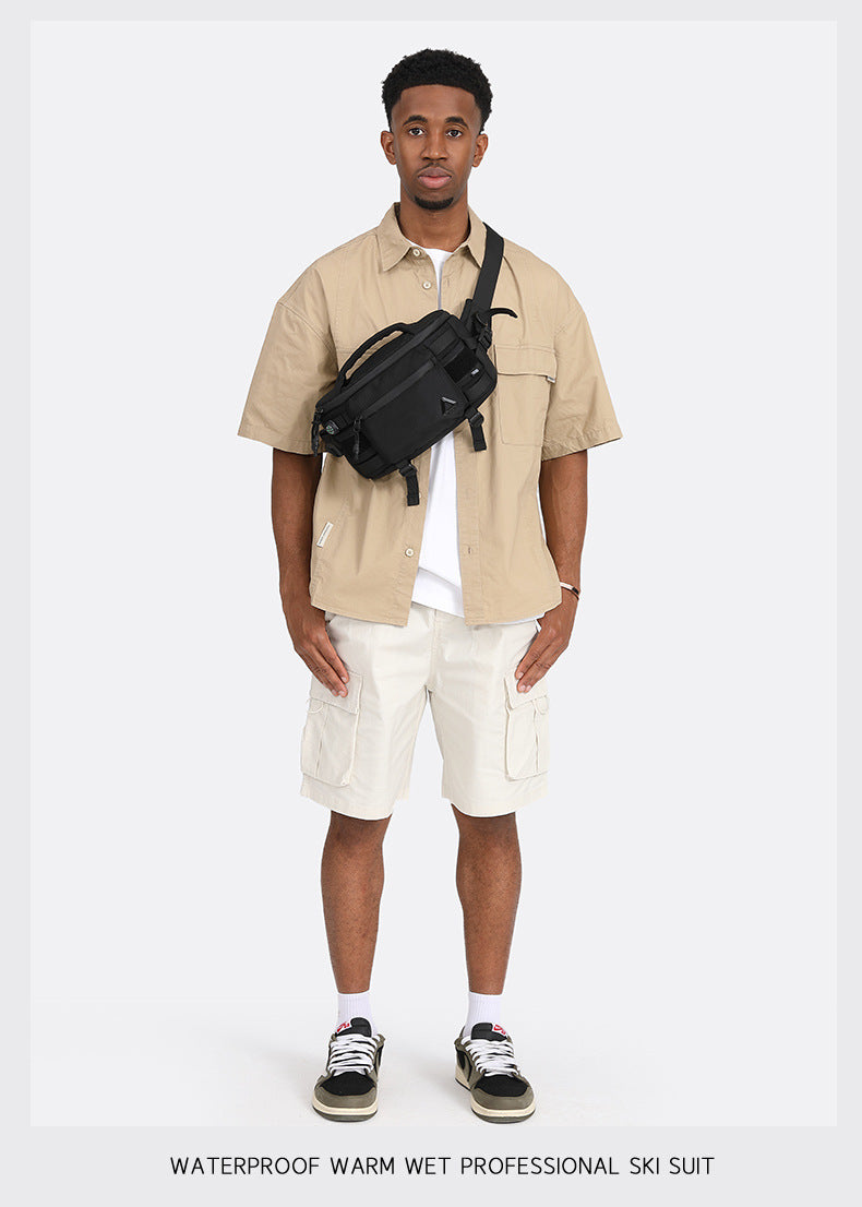 OZUKO Men's Waist Bag Waterproof High-End Crossbody Bag Chest Bag Tactical Trendy Portable Functional Travel Bag - 图片 12