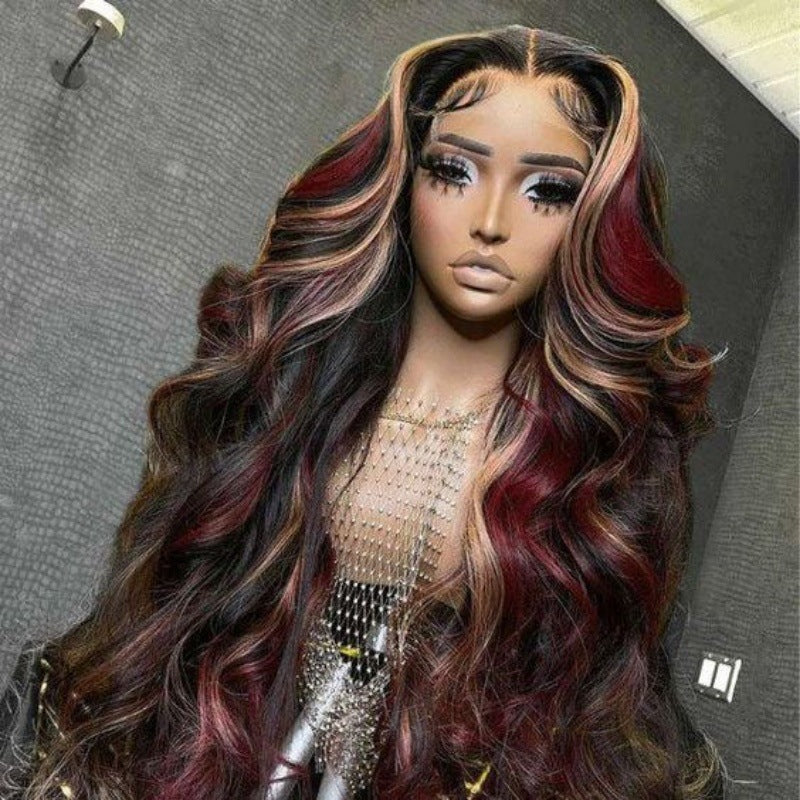 Red Black Highlight Wig 13X4 Synthetic Lace Front Wigs - 图片 6