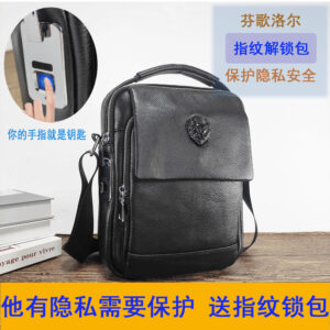 Niche Fingerprint Unlock Bag2024New High-End Men's Genuine Leather Small Handbag Crossbody Bag Guangzhou Trendy Bags