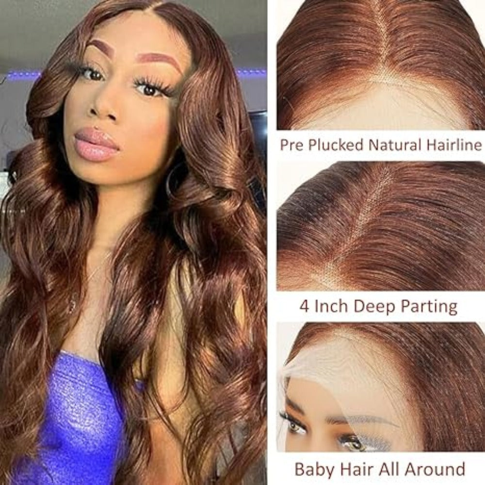 13x4x1Foreign Trade Hot-Selling Wig for European and American Women, Front Lace Wig, Synthetic Chocolate Color, Big Curly Rilley Style - 图片 9