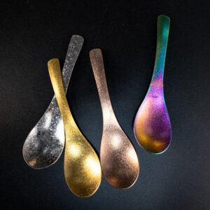 Pure Titanium Spoon Household Uncoated Ice Flower Craft Outdoor Pure Titanium Soup Spoon Hot Pot Wide Spoon High Temperature Coloring Titanium Soup Spoon